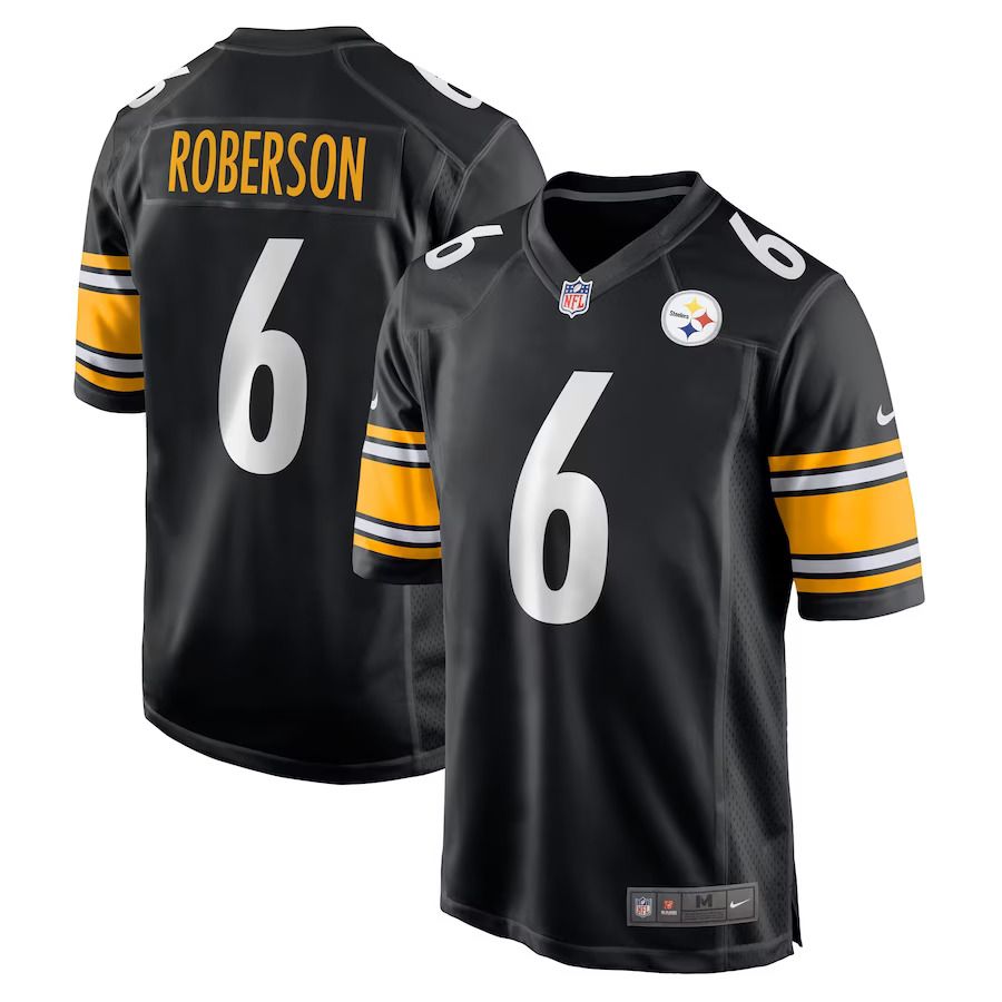 Men Pittsburgh Steelers #6 Jaquarii Roberson Nike Black Game Player NFL Jersey->pittsburgh steelers->NFL Jersey